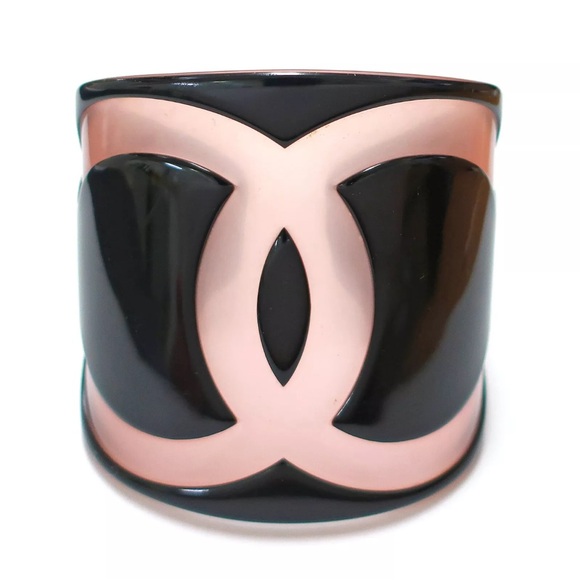AUTH Chanel CC Resin Wide Cuff Bracelet - Picture 1 of 8